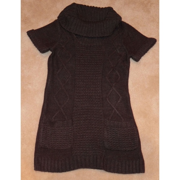 Isela Charcoal Gray Women's Turtleneck Sweater Size Small Short Sleeves Pockets - Picture 5 of 8